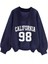 Kadın 3 Iplik Lacivert California 98 Baskılı V Yaka Oversize Sweatshirt 1