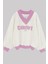 Kadın 3 Iplik Beyaz Comfort In Paris Baskılı V Yaka Oversize Sweatshirt 1