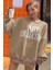Kadın Vizon Art Collection Baskılı Oversize Bisiklet Yaka Sweatshirt 3