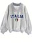 Kadın 3 Iplik Gri Italia Baskılı V Yaka Oversize Sweatshirt 1