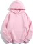 Kadın Pembe Düz Oversize Kapüşonlu Sweatshirt Hodie 1