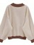 Kadın 3 Iplik Bej Comfort In Paris Baskılı V Yaka Oversize Sweatshirt 2