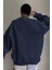 Kadın Navy Blue M Logo Baskılı Oversize Bisiklet Yaka Sweatshirt 2