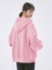 Kadın 3 Iplik Pembe Kapüşon Detay Fermuarlı Hırka 2