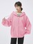 Kadın 3 Iplik Pembe Kapüşon Detay Fermuarlı Hırka 3