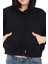 Premium Kalite Pamuk 3 Iplik Kadın Siyah Kapüşonlu Kanguru Cepli Bağcıklı Kısa Crop Sweatshirt 3