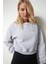 Pamuk Gri Melanj Ultra Diagonel Şardonlu 3 İplik Bisiklet Yaka Basic Sweatshirt 2