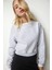Pamuk Gri Melanj Ultra Diagonel Şardonlu 3 İplik Bisiklet Yaka Basic Sweatshirt 3