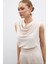 Degaje Yaka Şifon Bluz - Bej 2