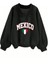 Kadın 3 Iplik Siyah Mexico Baskılı V Yaka Oversize Sweatshirt 1