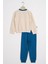Bisiklet Yaka Uzun Kol Yaka Renk Detaylı Bel Lastikli Taş Renk Erkek Çocuk Ikili Takım 3