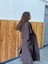 Tasarım Ingiliz Pelerin Model Trenchcoat Ceket Kadın Koyu Kahverengi 4