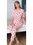 6237 Kadın Pembe Desenli Patlı Pijama Takımı 1