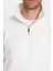 Relax Fit Rahat Kesim Pamuklu Içi Polarlı Yarım Fermuarlı Beyaz Dik Yaka Sweatshirt 5