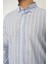 Erkek Gömlek Slim Fit Çizgili Pamuk Keten (Açık Mavi) 2