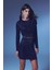 Büzgü Detaylı Simli Bluz - Lacivert 4