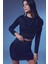 Büzgü Detaylı Simli Bluz - Lacivert 5