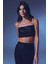 Askılı Payetli Crop Bluz - Siyah 3