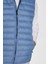 Erkek Slim Fit Dar Kesim Astarlı Rüzgar Geçirmez Cepli Mavi Çıkarılabilir Kapüşonlu Şişme Yelek 3