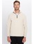 Erkek Dik Yaka Tüylenme Yapmayan Soğuk Geçirmez Standart Fit Rahat Kesim Bej Polar Sweatshirt 3