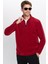 Erkek Dik Yaka Tüylenme Yapmayan Soğuk Geçirmez Standart Fit Rahat Kesim Polar Bordo Sweatshirt 2