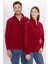 Erkek Dik Yaka Tüylenme Yapmayan Soğuk Geçirmez Standart Fit Rahat Kesim Polar Bordo Sweatshirt 3