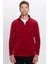 Erkek Dik Yaka Tüylenme Yapmayan Soğuk Geçirmez Standart Fit Rahat Kesim Polar Bordo Sweatshirt 6