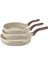 Wave - 3738 - 3 Parça Biogranit, Döküm, Grill Özellikli, Ergonomik Saplı, Tava Seti Kum Beji 1