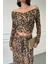 Drape Detay Leopar Bluz- Hardal 1