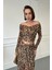Drape Detay Leopar Bluz- Hardal 2