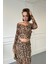 Drape Detay Leopar Bluz- Hardal 4