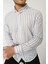 Erkek Gömlek Slim Fit Pamuk Keten Çizgili (Açık Mavi) 1
