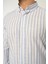 Erkek Gömlek Slim Fit Pamuk Keten Çizgili (Açık Mavi) 2