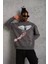 Erkek Güvercin Baskılı Sweatshirt - Gri 1