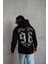 Erkek 98 Baskılı Kapşonlu Sweat - Siyah 4