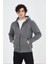 Unisex Tam Fermuarlı Kapşonlu Sweatshirt - Füme 3