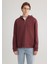 Yarı Fermuarlı Bordo Sweatshirt 0S10305-70396 4