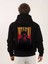 Unisex Baskılı Oversize Üç Iplik Kapüşonlu Sweatshirt - Siyah 2