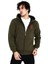 Unisex Baskılı Tam Fermuarlı Kapşonlu Sweatshirt - Haki 1