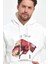 Unisex Kapüşonlu Üç Iplik Oversize Baskılı Sweatshirt - Beyaz 1