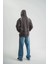 Double Oversize Kapşonlu Şimşek Pano Baskılı Sweatshirt - Füme 4