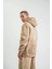 Unisex Double Oversize Kapşonlu Yıkamalı Sweatshirt - Bej 2