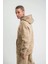 Unisex Double Oversize Kapşonlu Yıkamalı Sweatshirt - Bej 3