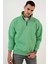 Oversize Yarım Farmuarlı Yakalı Basic Sweatshirt - Yeşil 1