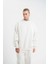 Unisex Uzun Kol Bisiklet Yaka Yıkamalı Sweatshirt - Beyaz 1