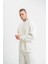 Unisex Uzun Kol Bisiklet Yaka Yıkamalı Sweatshirt - Beyaz 5
