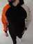 Üç Iplik Penye Kapşonlu Parçalı Sweatshirt - Siyah 3