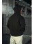 Üç Iplik Penye Kapşonlu Basic Sweatshirt - Siyah 2