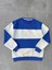 Parçalı Bisiklet Yaka Baskılı Sweatshirt - Mavi 1