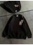 Kadın Bisiklet Yaka Baskılı Sweatshirt - Siyah 1